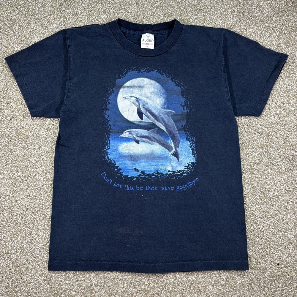 Vtg Single Stitch Shirt M 2002 Save Dolphins Dont Let This Be Their Wave Goodbye